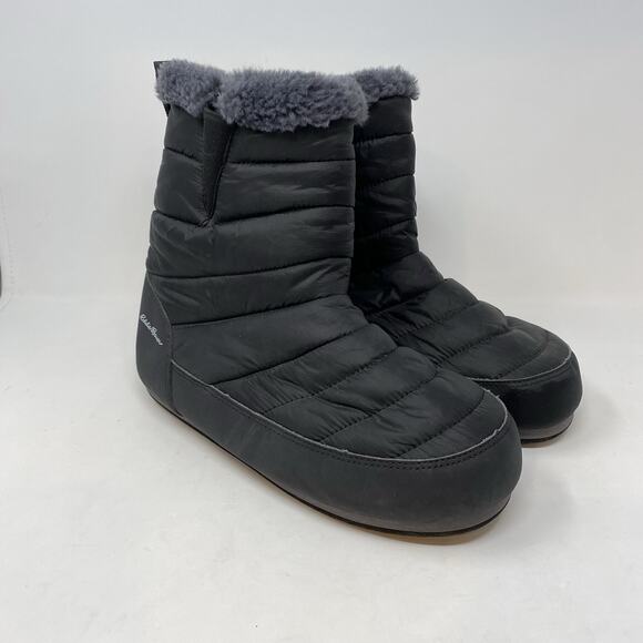 Eddie Bauer Boots Sz 9/10.5 Unisex Black Thermafill 200 Gram Insulation Slip On - Picture 1 of 8